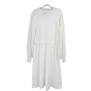 Birch NY White Knit Dress Large Textured Sleeves